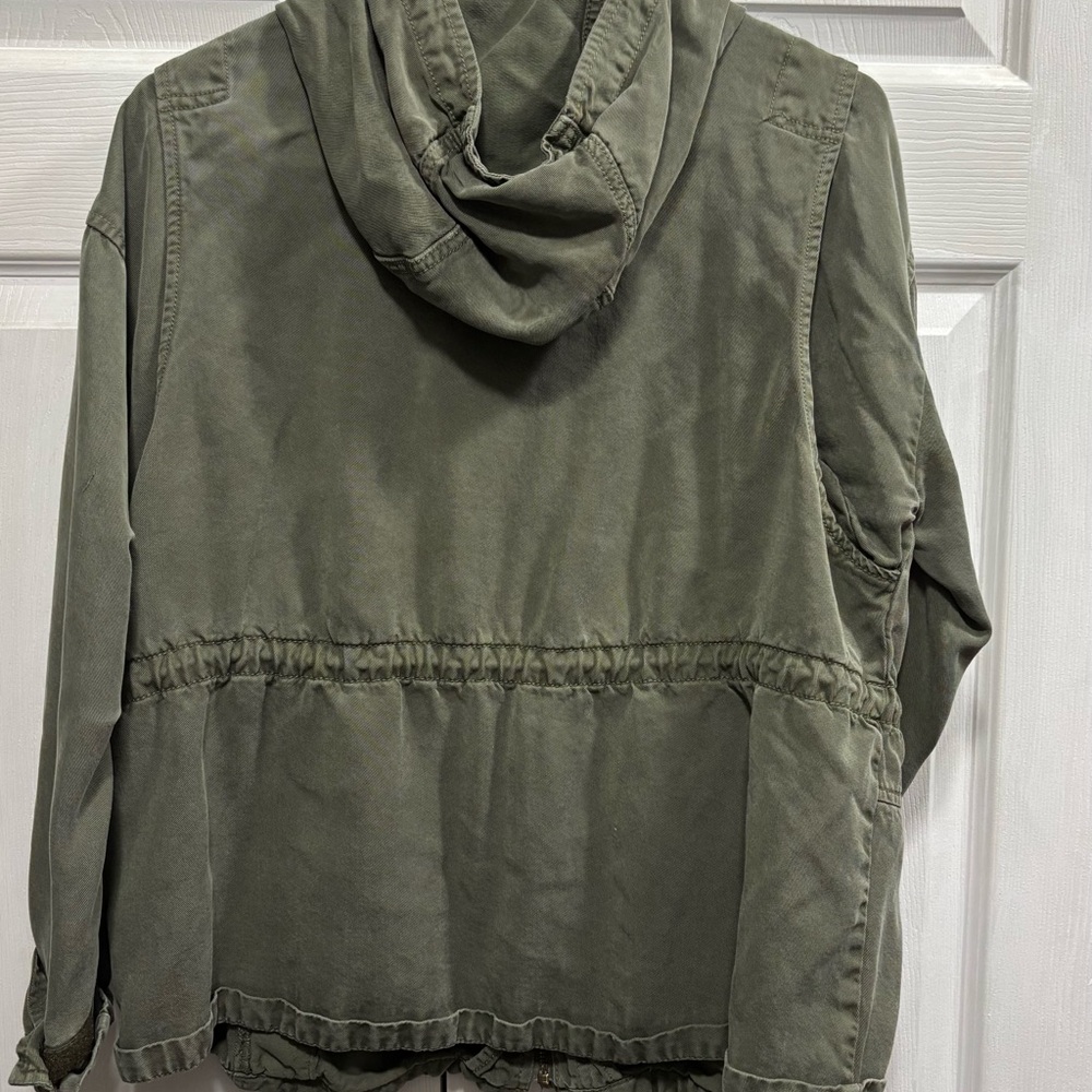 American Eagle Outfitters Olive Green Utility Cargo Jacket Hooded Grunge - Picture 4 of 7